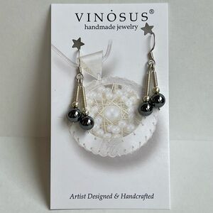 NEW Vinosus Jewelry Sterling Silver &‎ Hematite Earrings
